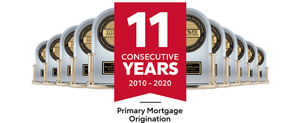 10 J.D. Power trophies for Primary Mortgage Origination from 2010 to 2019